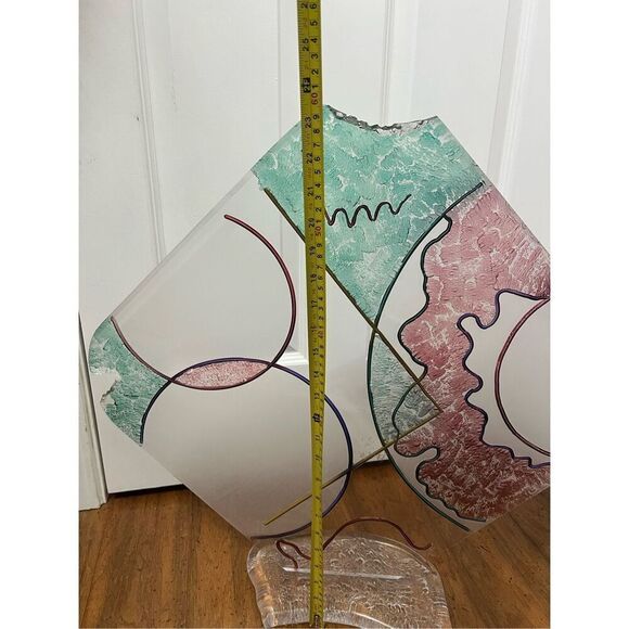 Signed Vintage crackled Abstract Acrylic Sculpture - Picture 6 of 12